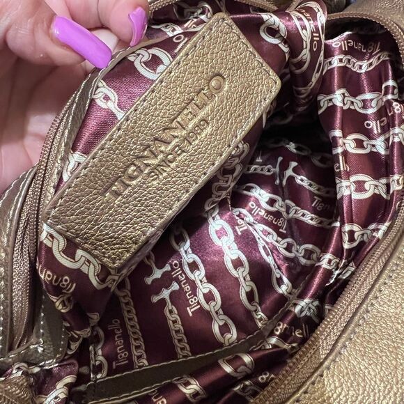 🆕 Tignanello Bronze Leather Shoulder Bag With wallet - Picture 11 of 11